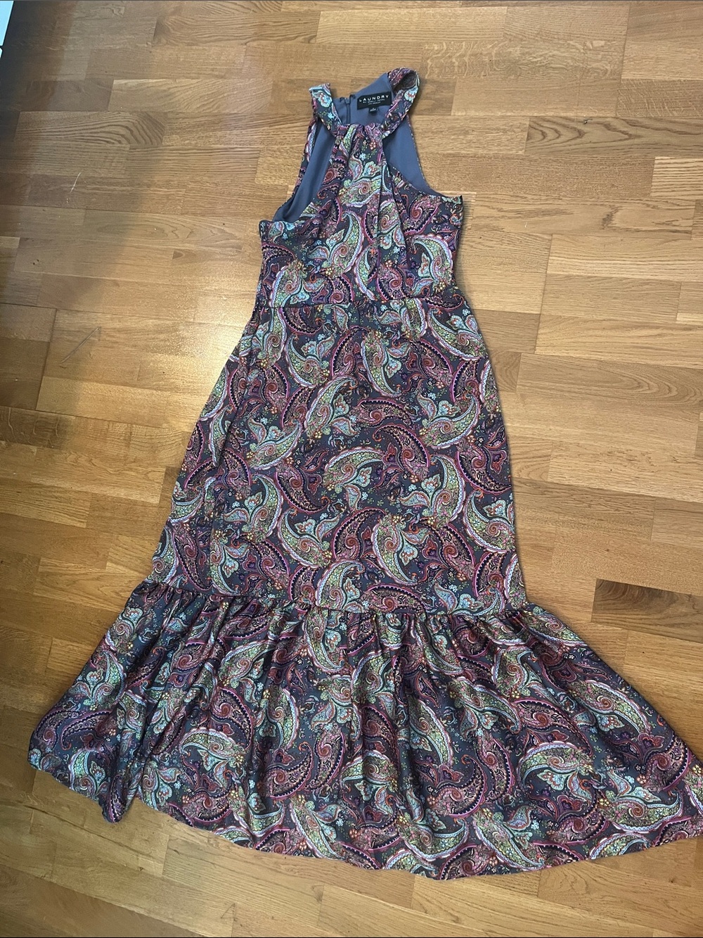 Laundry By Shelli Segal Paisley Halter Maxi Dress - Purple & Teal
